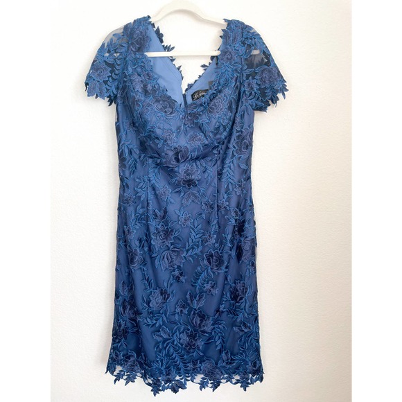La Femme Midnight Blue Lace Midi Dress - Picture 5 of 14